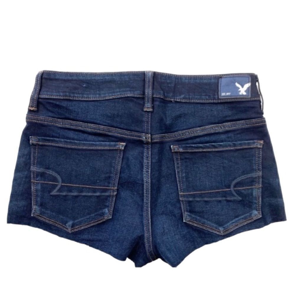 AMERICAN EAGLE Hi Rise Denim Cheeky Shorts Size 14 W34 - Picture 2 of 5